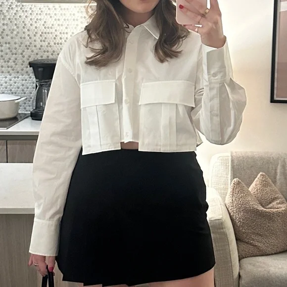 ZARA cropped white button down - Picture 2 of 2